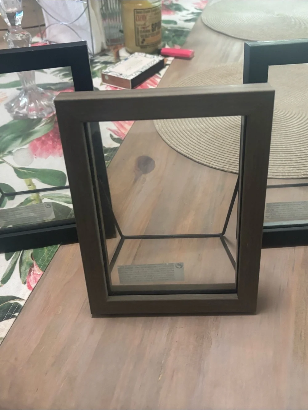 Wood-Frame Glass Display Box - Brown and two black